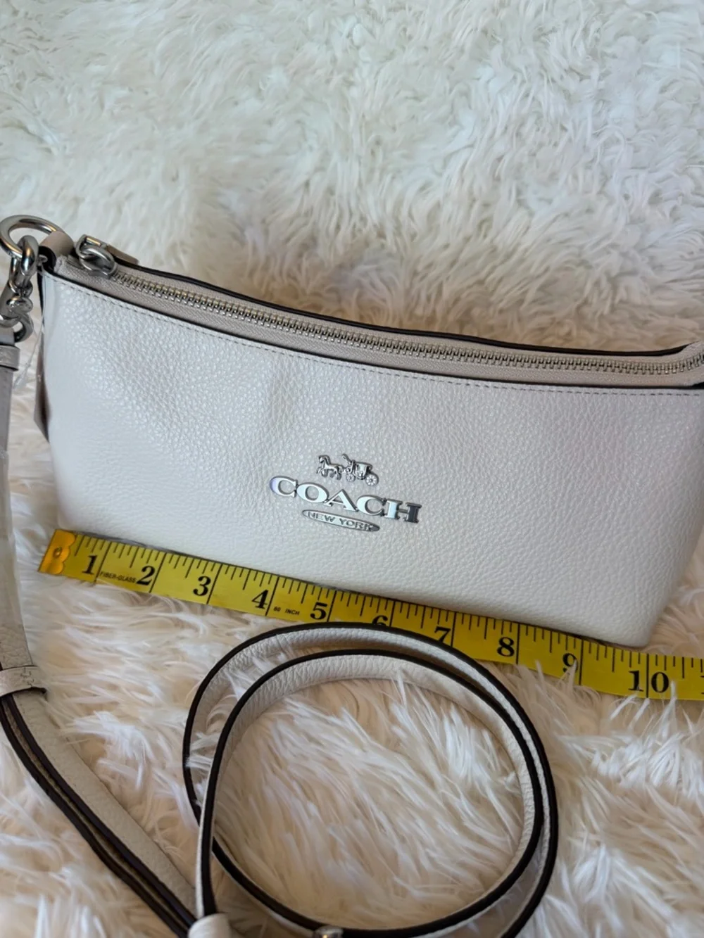 COACH Charlotte CL407 Chalk Pebbled Leather Detachable Strap, NWT, No Chain - Picture 9 of 15